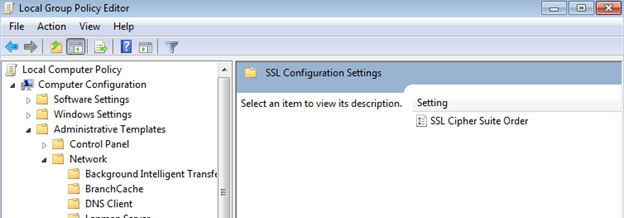 Local Group Policy Editor SSL configuration settings
