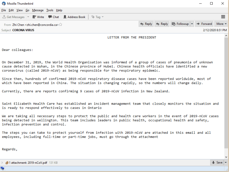 coronavirus phishing email