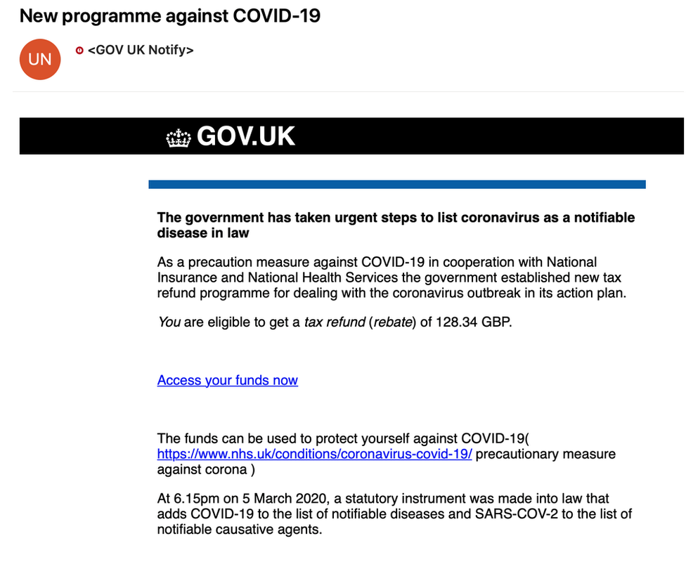 COVID-19 phishing attack